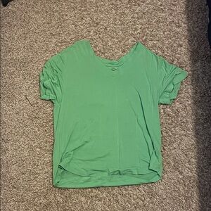 Green V-Neck Women's Top